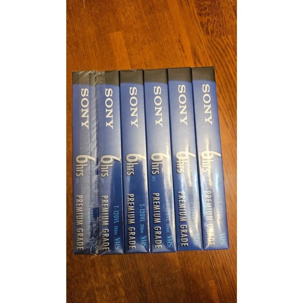 SONY‎ Blank Sealed Blank VHS Video Tapes Premium Grade T-120VL 6 Pack Unopened
